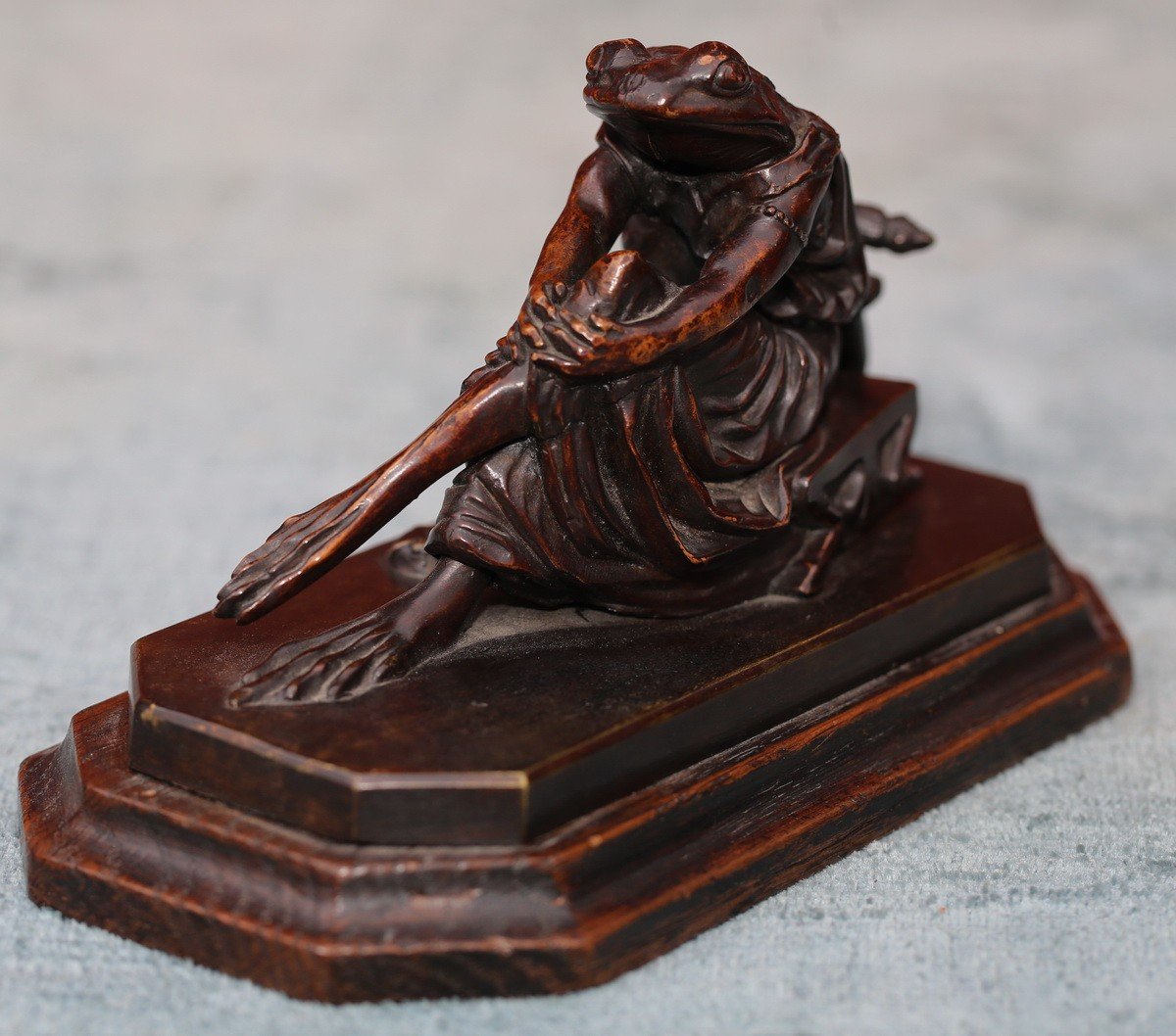 French School Around 1853, Frog, Caricature Of La Sappho By James Pradier, Bronze.-photo-4