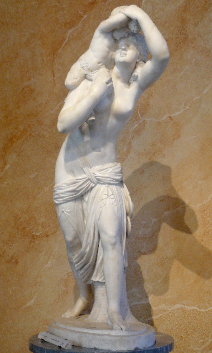 Jean Joseph Foucou 1739-1821 d'Après, Bacchante Portant Un Jeune Faune, Bronze Circa 1880-photo-6