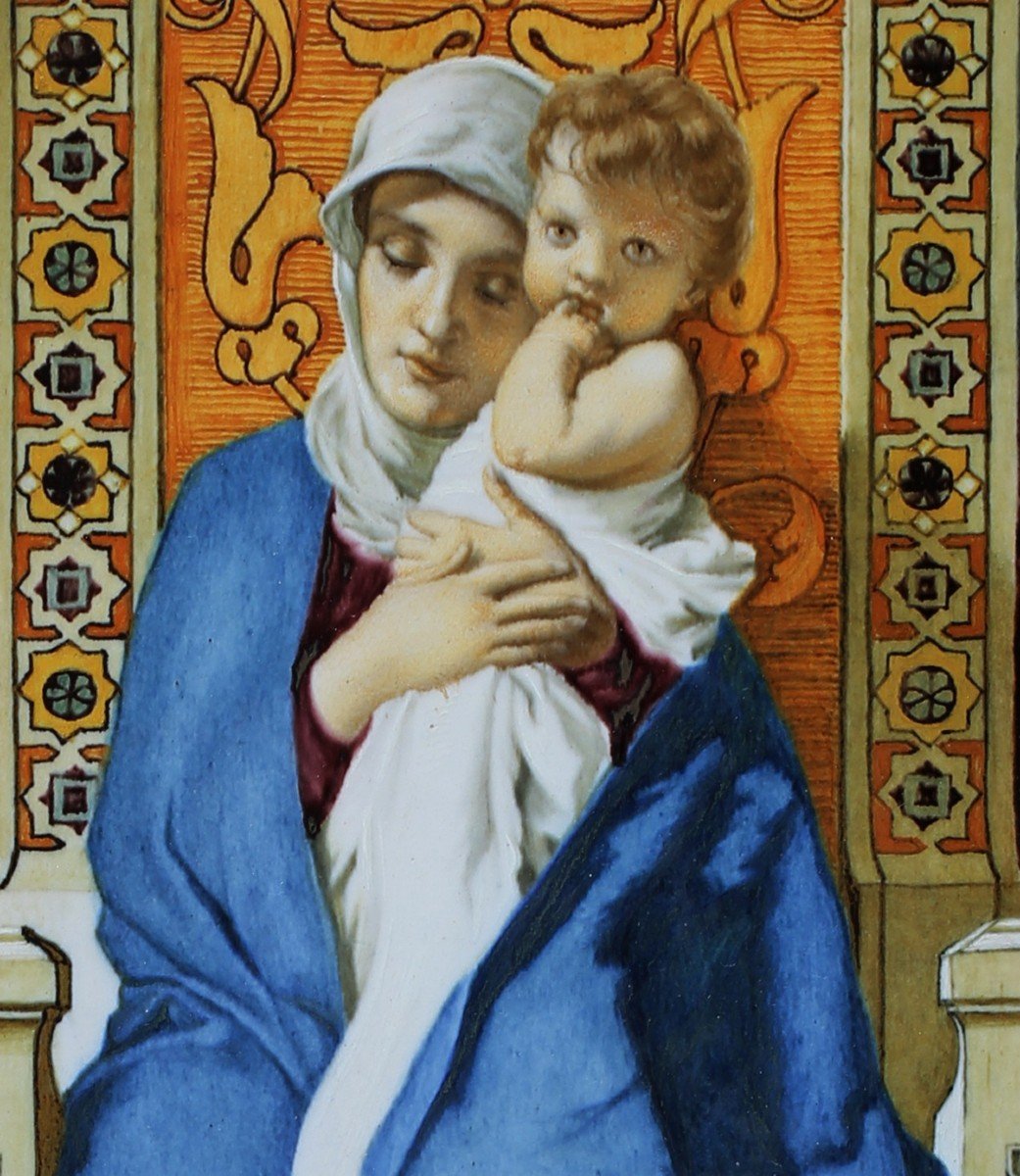 Italian School Lorenzo Becheromi Virgin And Child, Porcelain By Ginori-photo-2