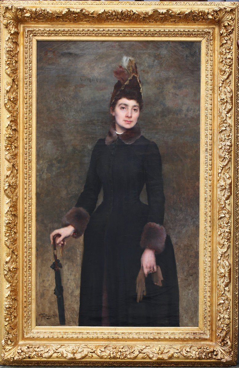 Octave Gallian (1855-1905) Portrait Of A Countess, In 1885.