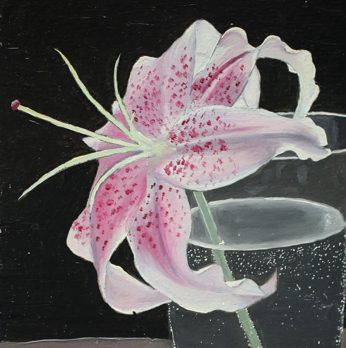 Claude Lepape 1913-1994 Nature Morte Au Lys Dans Un Verre.-photo-1