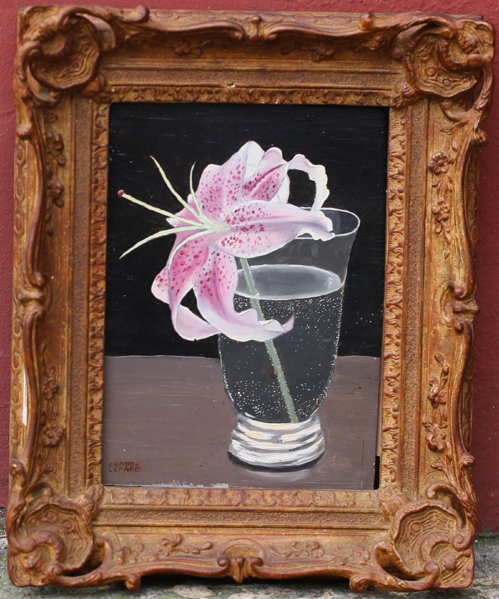 Claude Lepape 1913-1994 Nature Morte Au Lys Dans Un Verre.