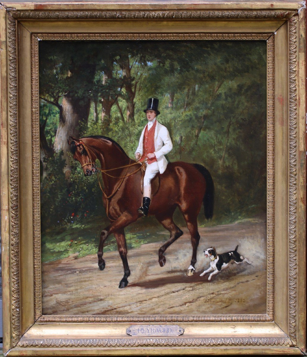 Louis Robert Heyrault XIX-xx, Cavalier Et Son Chien Signé Daté 1853 