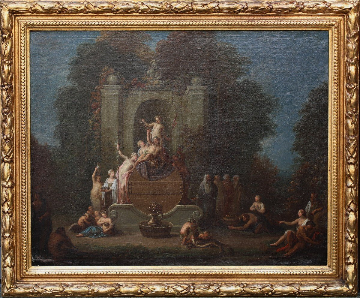 Jean-Jacques SPOEDE 1680-1757, l'offrande à Vénus et l'offrande à Bacchus paire de peintures.-photo-3