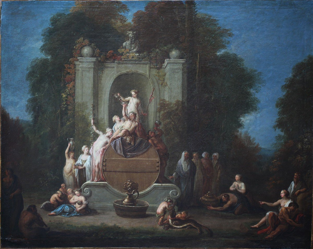 Jean-Jacques SPOEDE 1680-1757, l'offrande à Vénus et l'offrande à Bacchus paire de peintures.-photo-4
