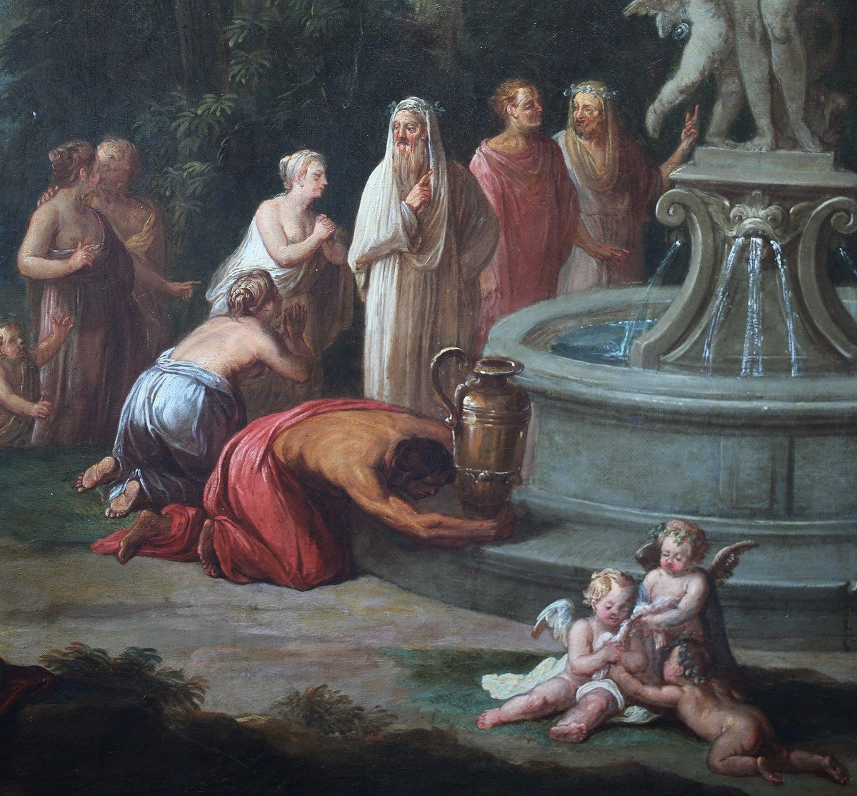 Jean-Jacques SPOEDE 1680-1757, l'offrande à Vénus et l'offrande à Bacchus paire de peintures.-photo-4