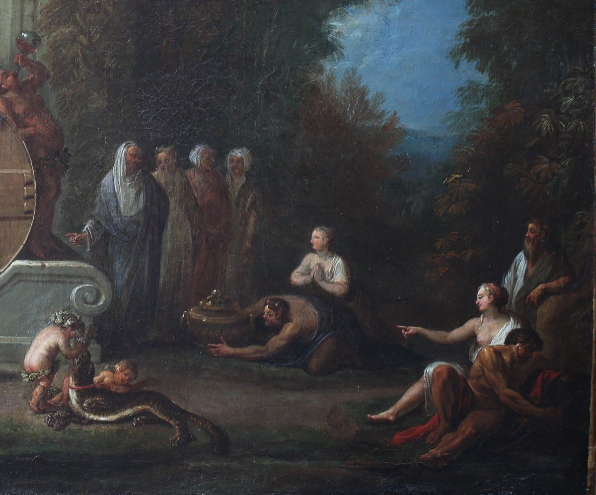 Jean-Jacques SPOEDE 1680-1757, l'offrande à Vénus et l'offrande à Bacchus paire de peintures.-photo-6