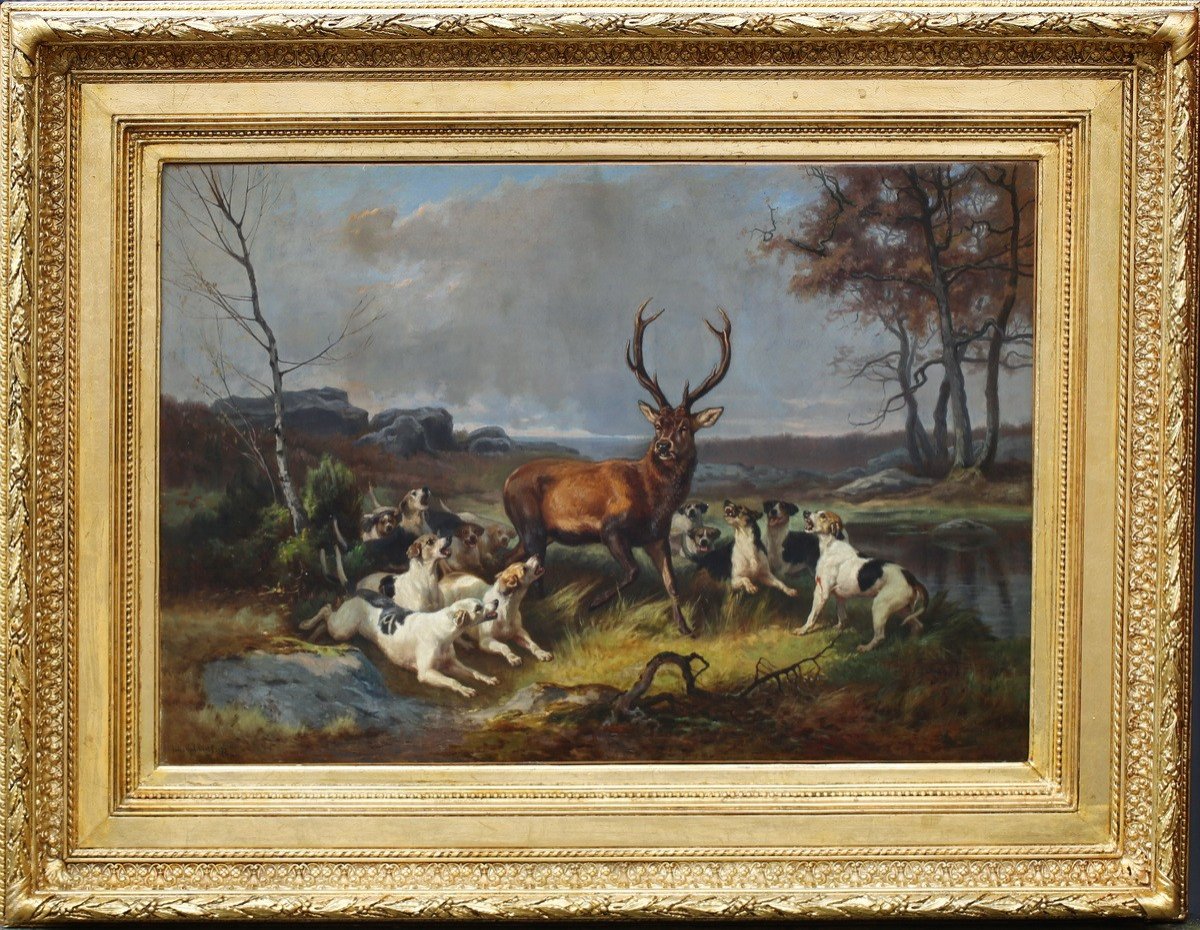 Jules Bertrand Gélibert 1834-1916 ,hallali Au Cerf 1873