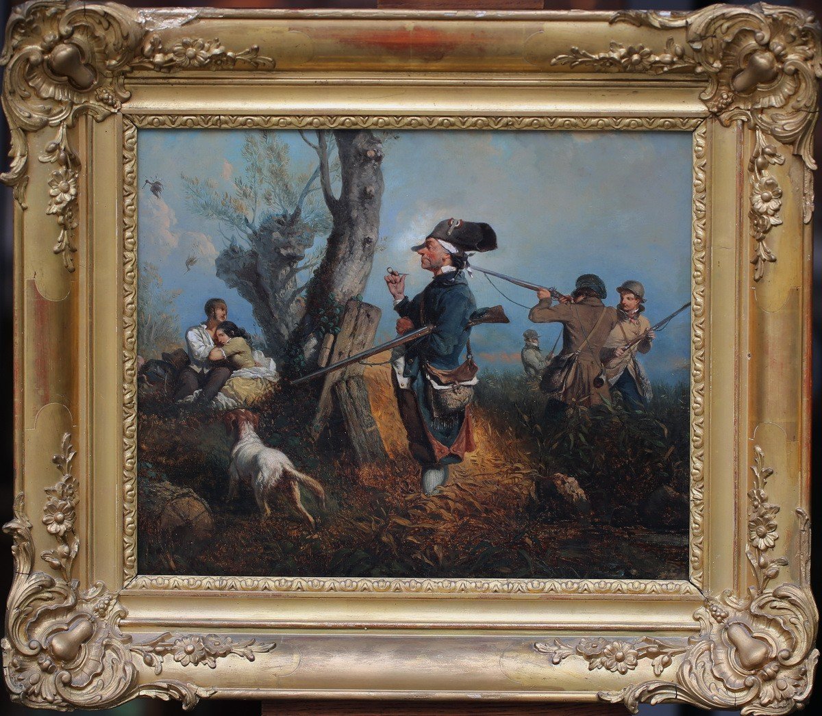 French School Of The 19th Century, The Hunting Party, Oil On Canvas.-photo-4