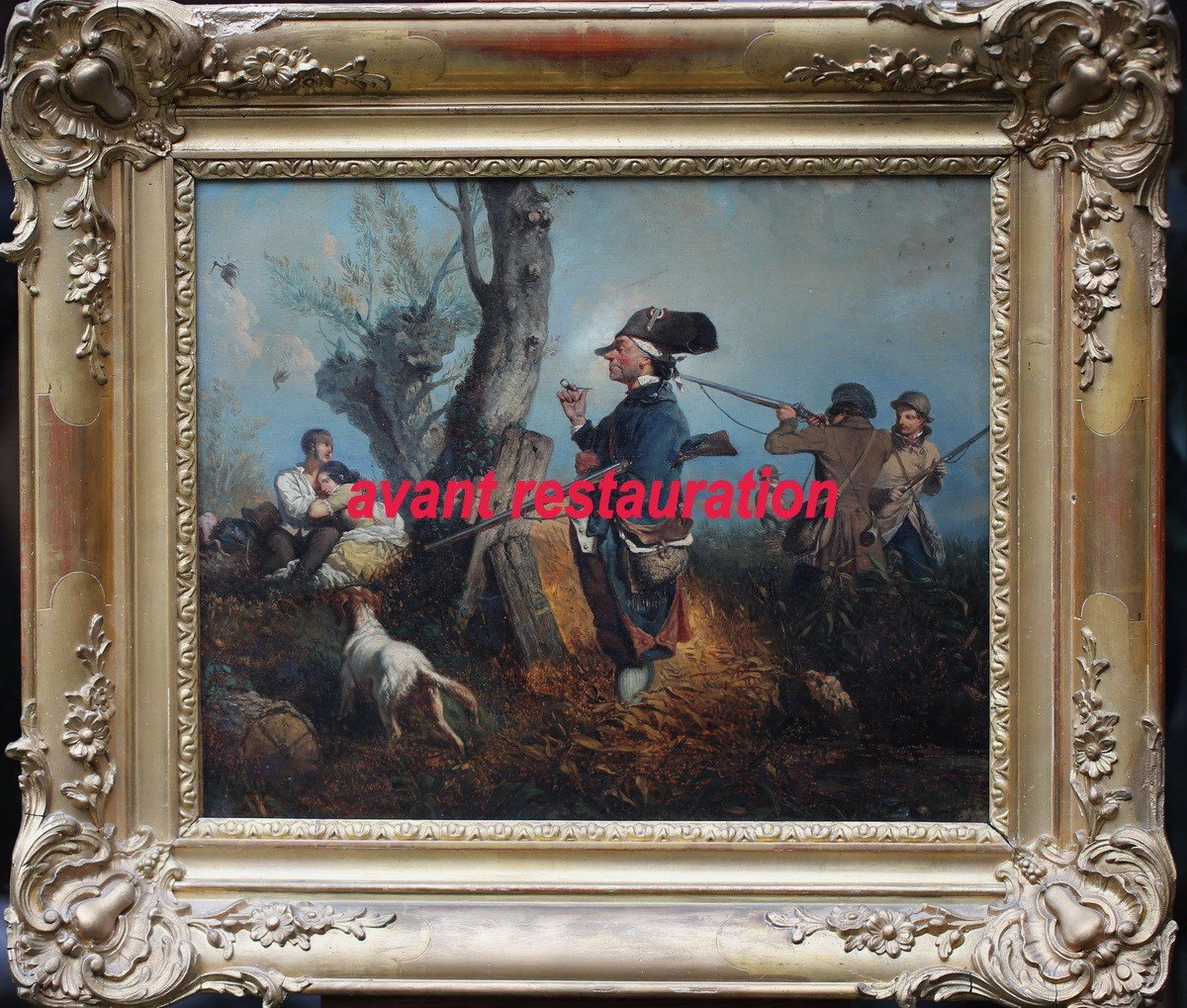 French School Of The 19th Century, The Hunting Party, Oil On Canvas.-photo-2