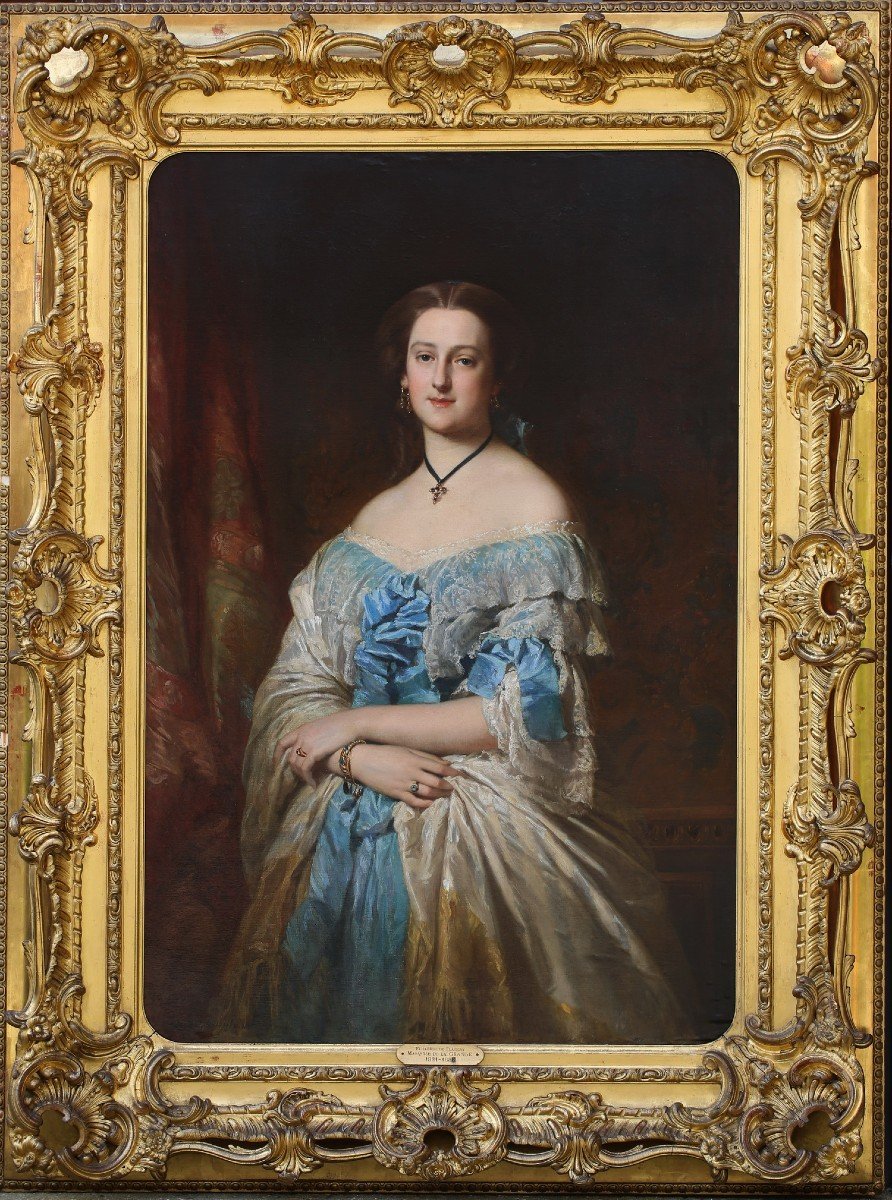 Edouard Dubufe 1819-1883, Portrait d'Elisabeth De Flavigny, Marquise De La Grange En 1852.