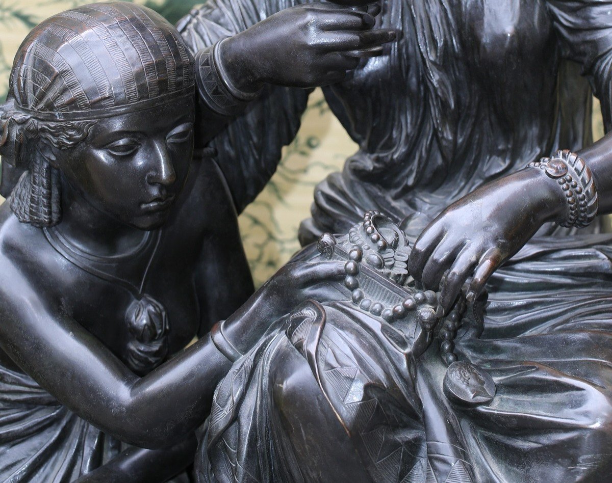 CHARLES CUMBERWORTH 1811-1852, Cléopâtre Et Lesbie, Bronze à Patine Brune-photo-1