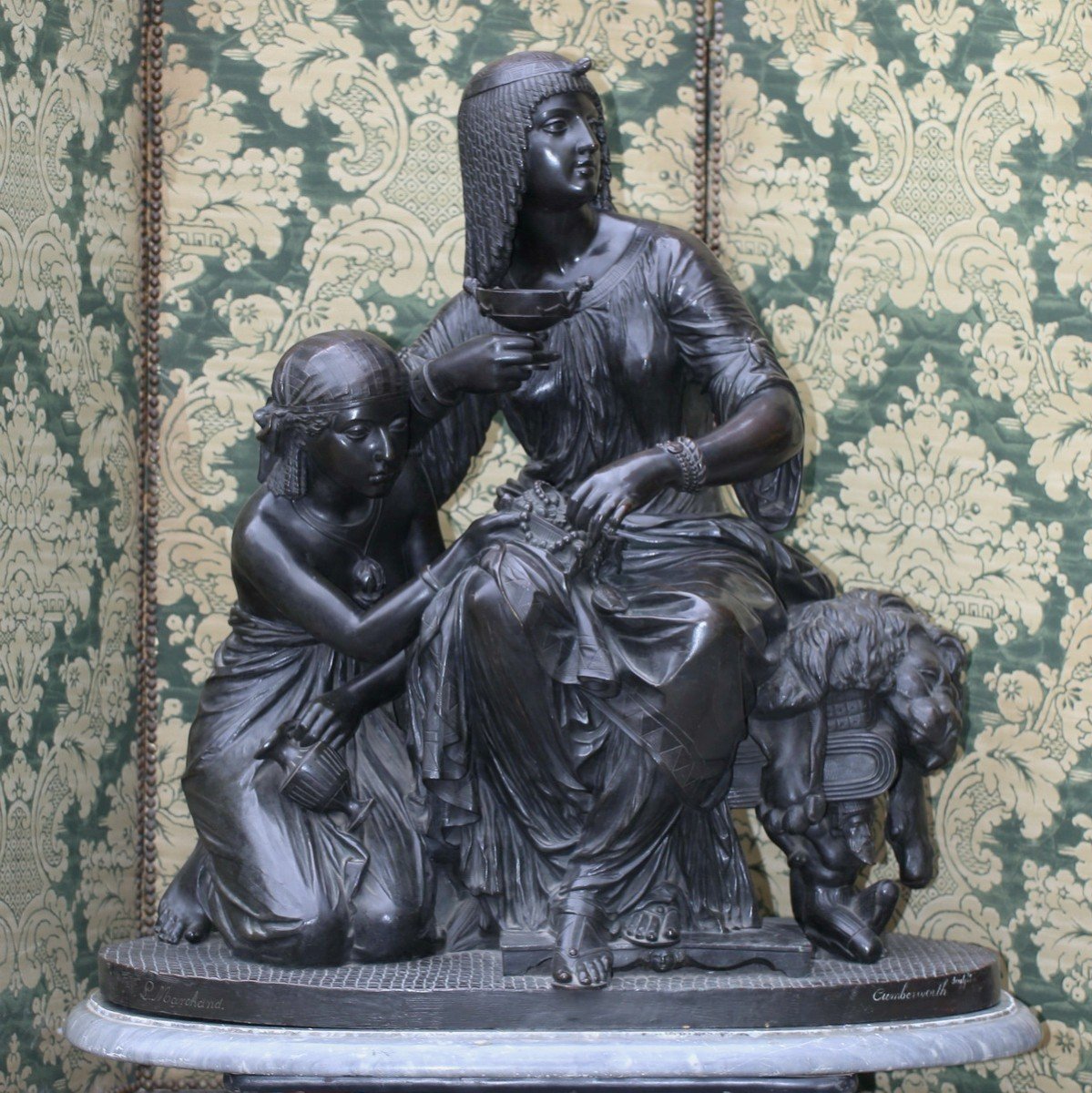 CHARLES CUMBERWORTH 1811-1852, Cléopâtre Et Lesbie, Bronze à Patine Brune