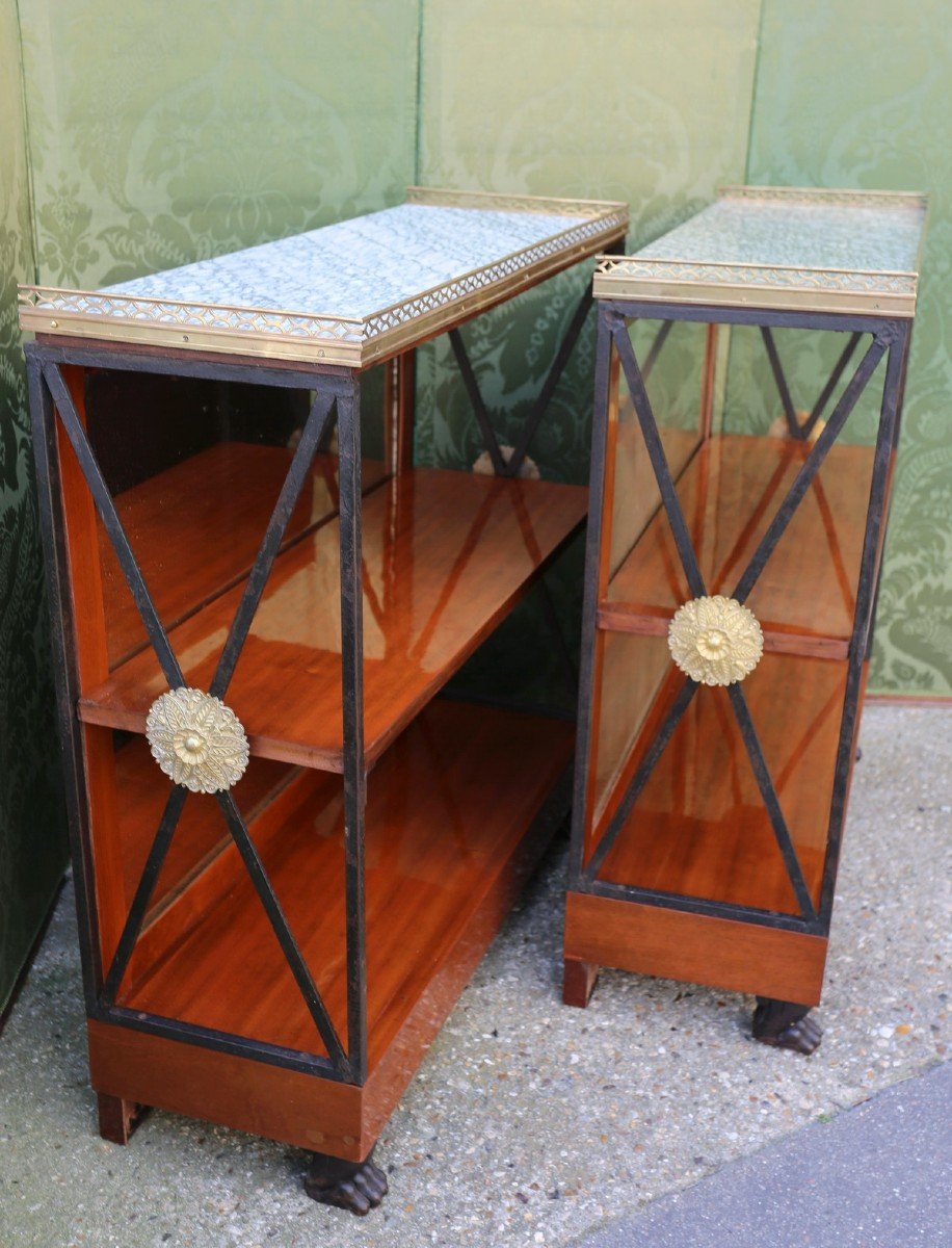Paire De Consoles Dessertes De Style Empire-photo-2