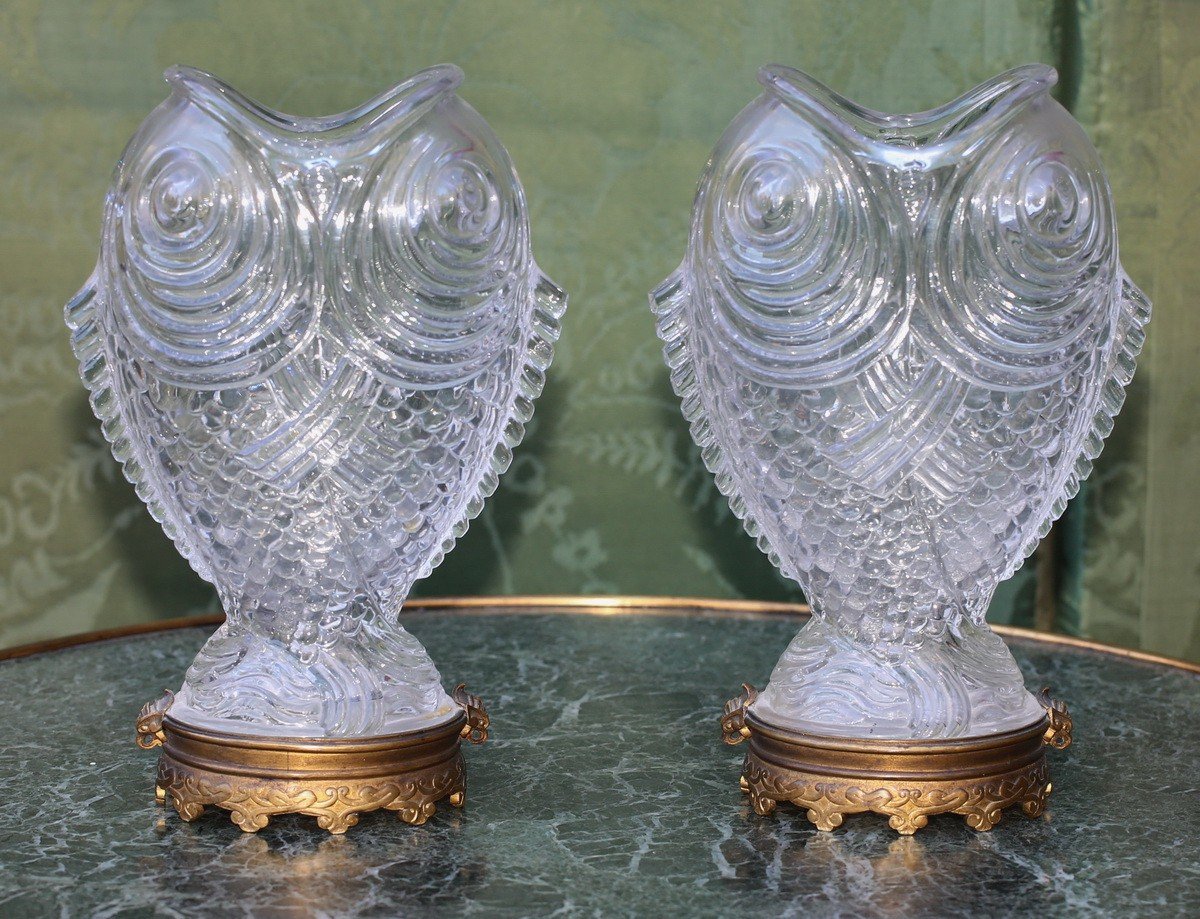 Baccarat Pour l'Escalier De Cristal, Paire De Vases Poisson.