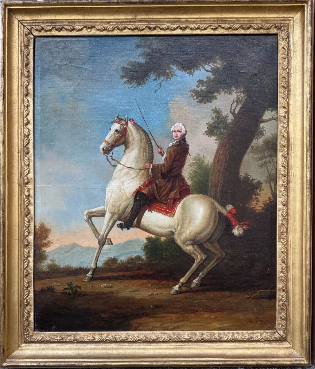 Johann Georg De Hamilton 1672-1737 Follower Of, Pair Of Horsemen Paintings Circa 1900.-photo-2