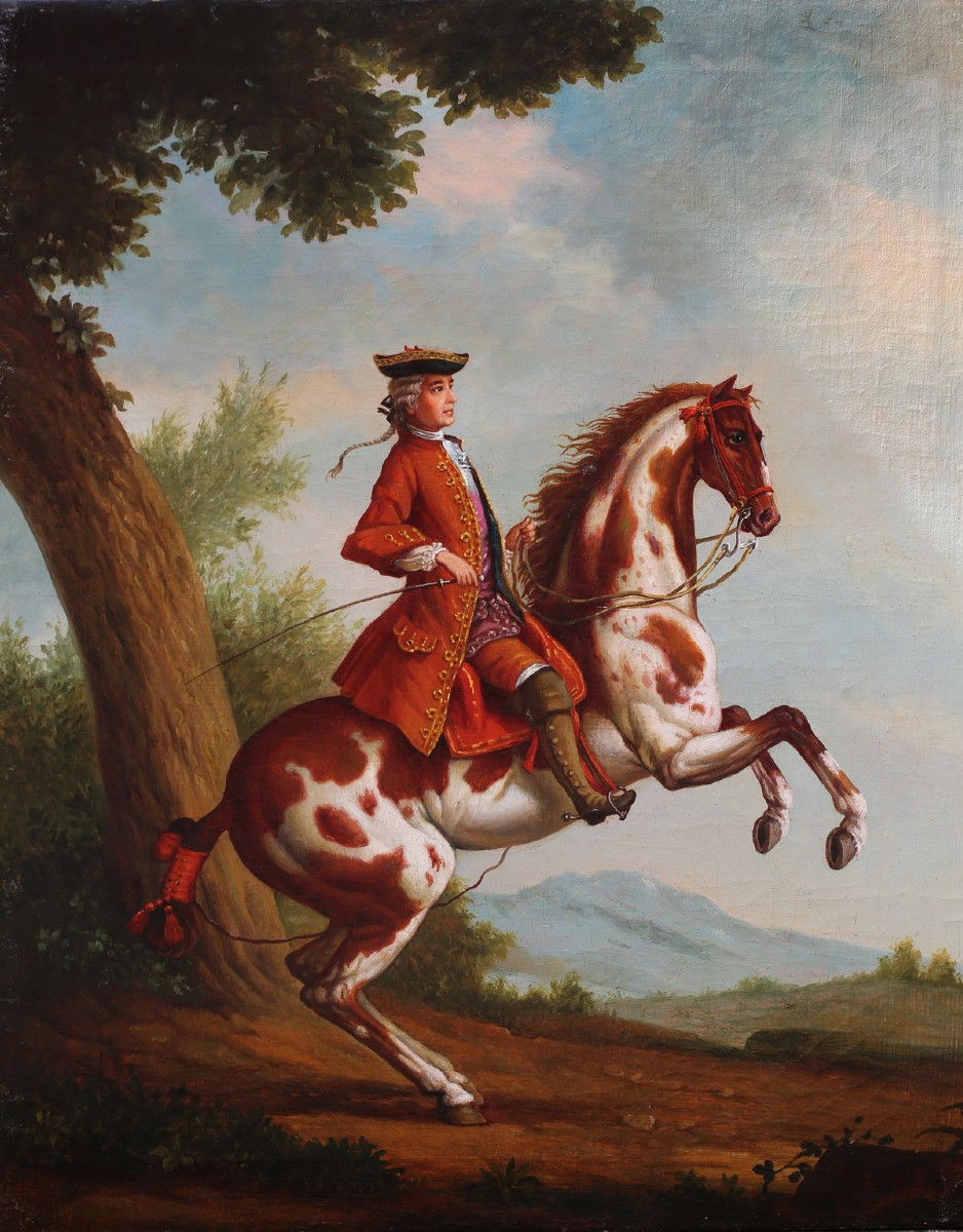 Johann Georg De Hamilton 1672-1737 Follower Of, Pair Of Horsemen Paintings Circa 1900.-photo-1