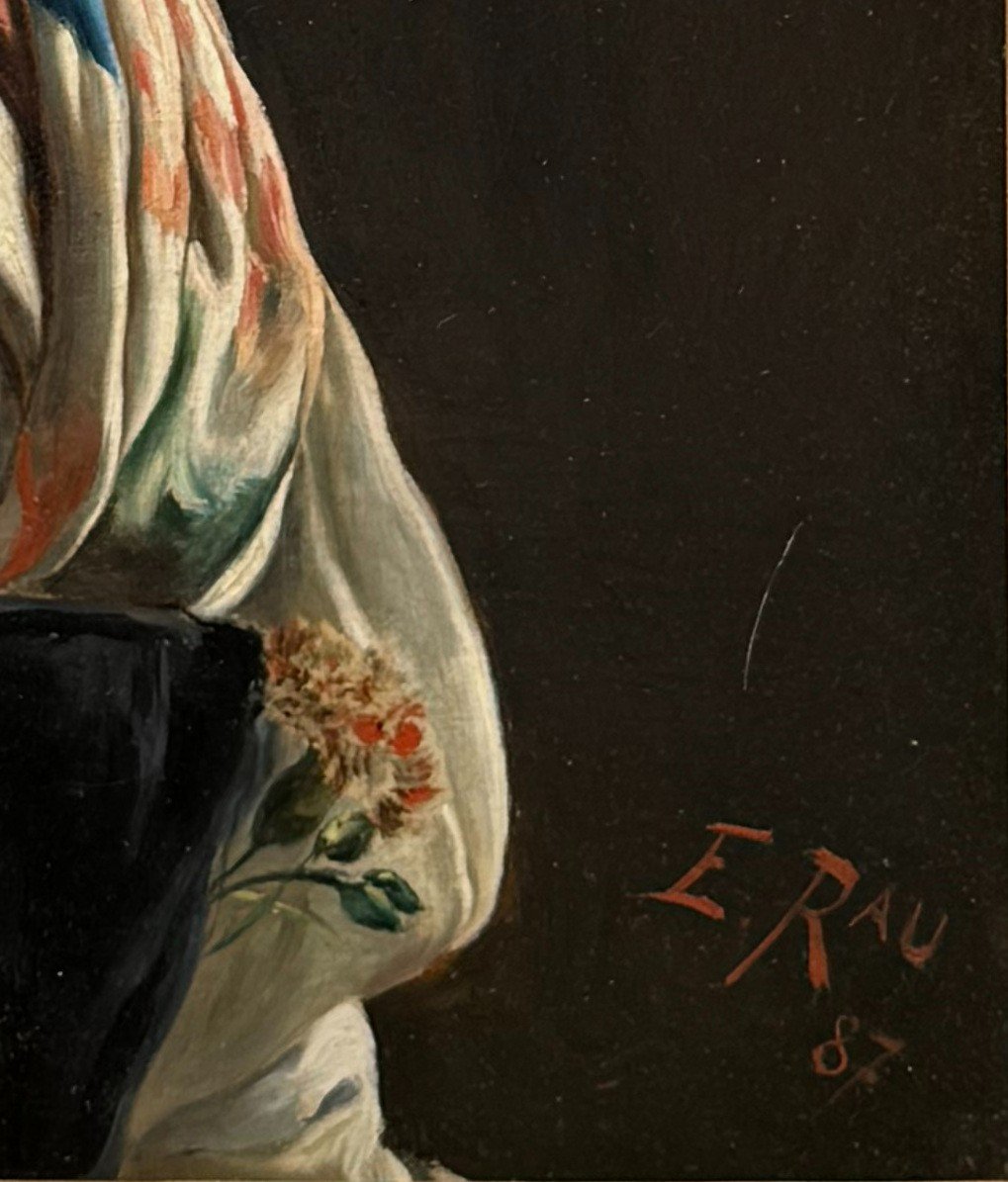 Emil Rau 1858-1937, Jeune Fille Portant Le Costume Bavarois Traditionnel En 1887 -photo-1
