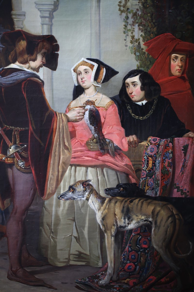 Charles Tilmont Brussels? - 1842, The Departure Of Mary Of Burgundy For Falcon Hunting.-photo-4