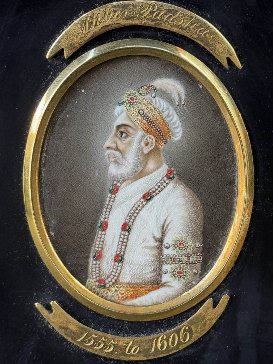 19th Century English School, 7 Miniatures, Portraits Of Mughal Emperors.-photo-7