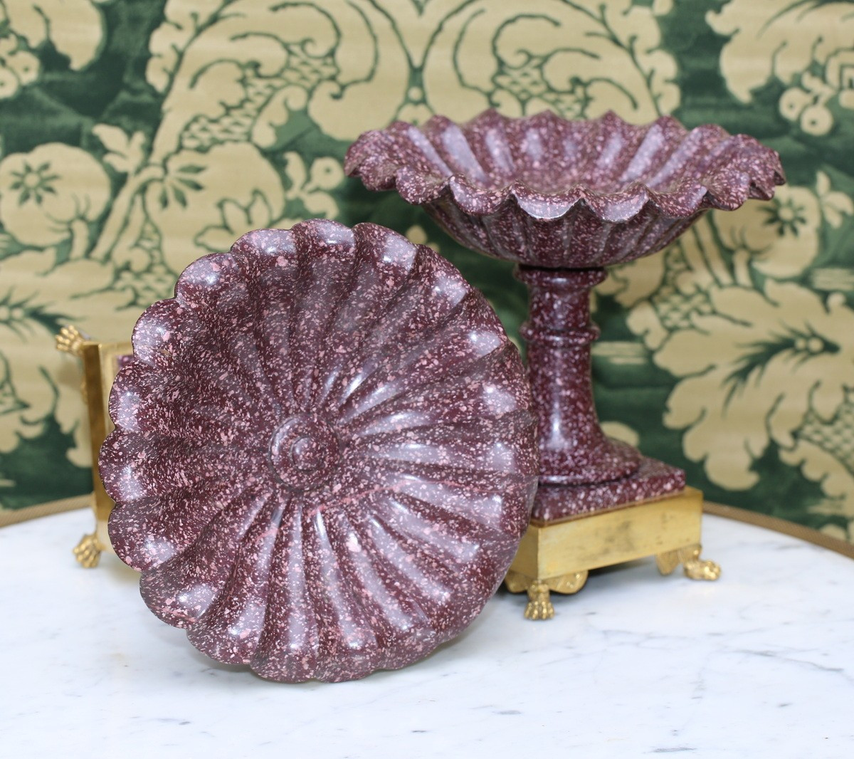 Pair Of Porphyry And Gilt Bronze Cups, Italy, Early 19th Century-photo-2