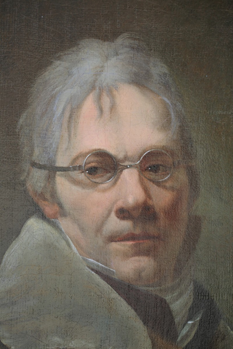 Joseph Ducreux 1735-1802 Bust-length Portrait Of A Young Man With Glasses.-photo-3