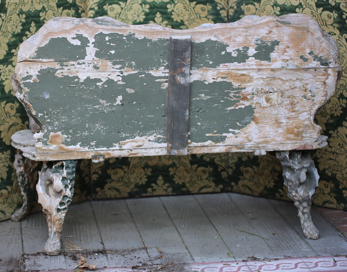 Mobilier De Grotte, étonnant  Canapé Aux Chevaux Marins Travail Italien Venise Début Du XIXème-photo-4