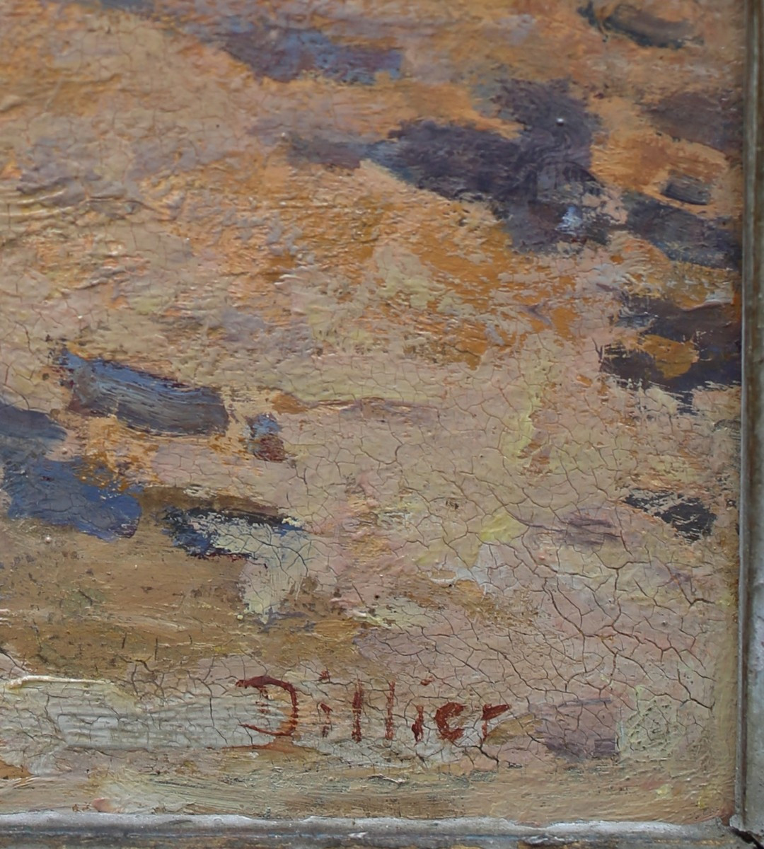 Ecole Française Début XXème, Canards Dans Basse Cours , Huile Sur Carton.-photo-4