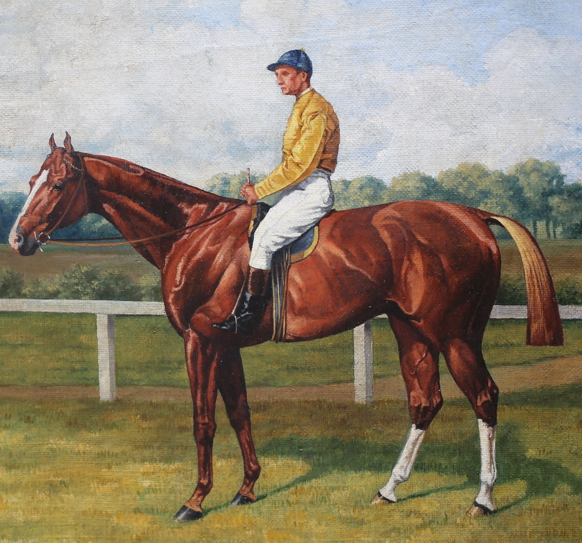 Emil Jo Lienhard Début XXème, Portrait De Jockey à Cheval  Daté 1937 -photo-3