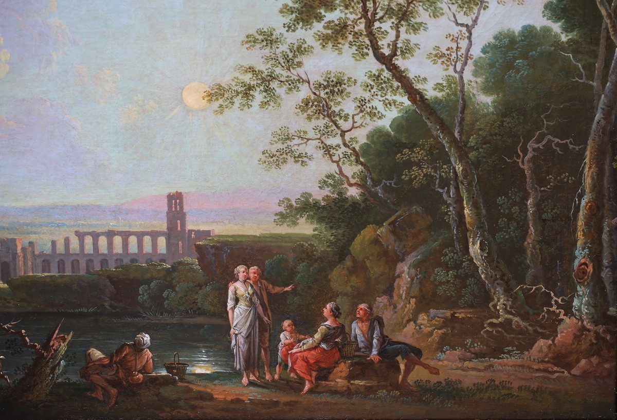 Jean Baptiste Charles Claudot 1733-1805 Caprice Animé De Figures Et Ruines.-photo-3