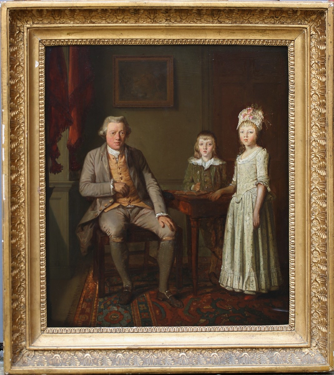 Wybrand Hendriks 1744-1831 Attributed To, Father And His Children In An Interior.