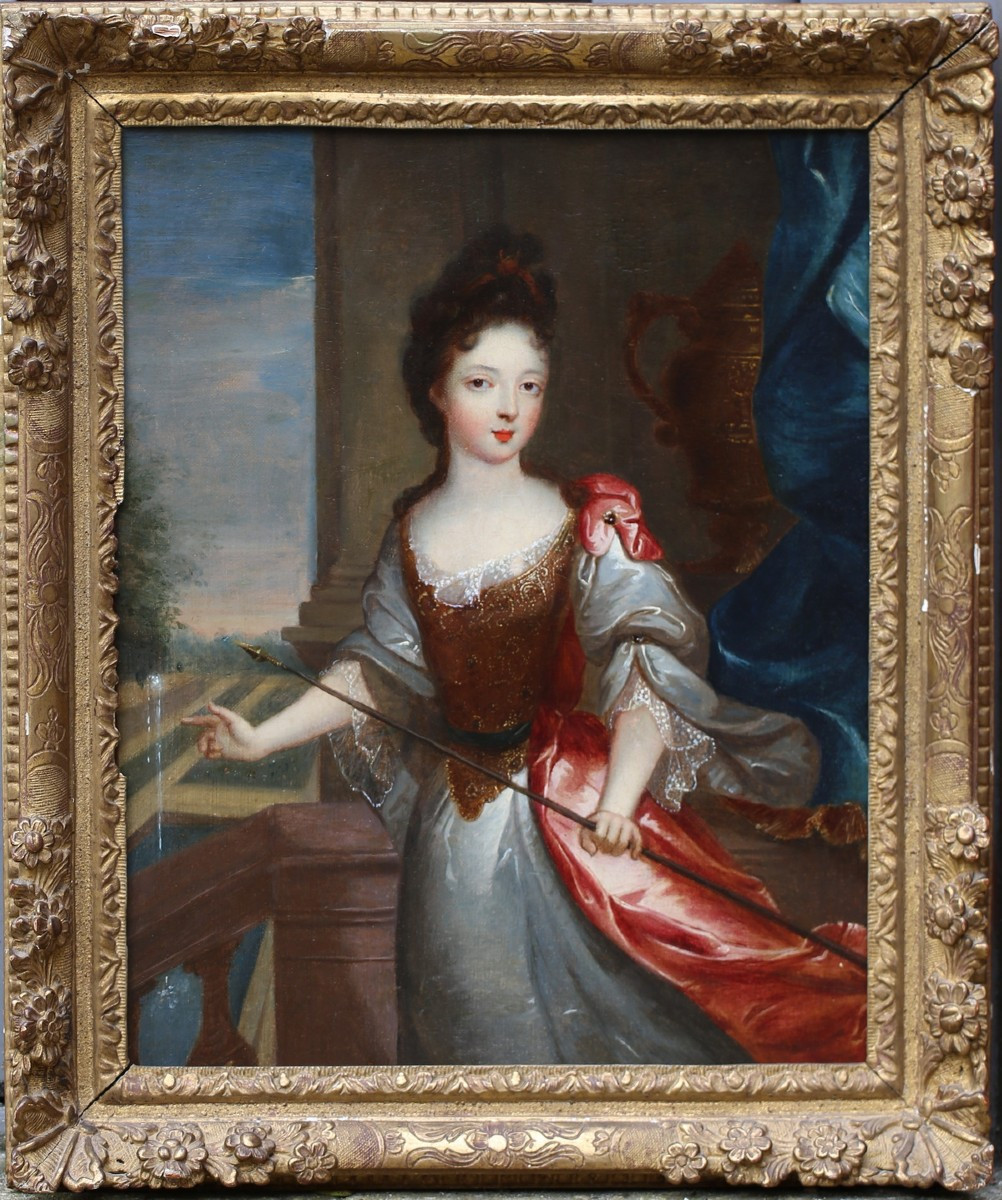 Ecole Française Vers 1700, Portrait De Jeune Femme En Diane.