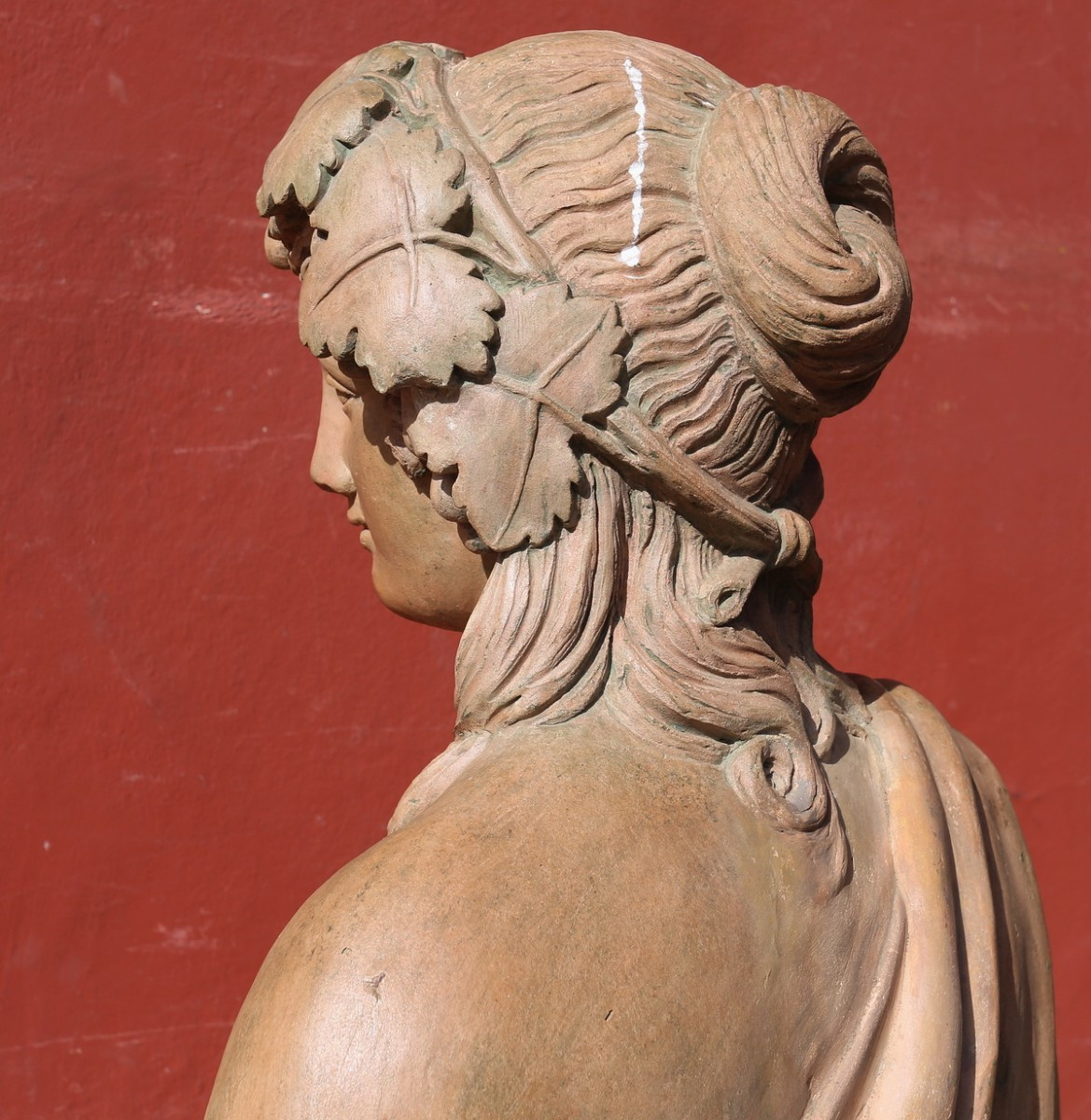 Ecole Française du XIXème, allégorie de l'abondance femme drapée à l'antique, terre cuite. -photo-2