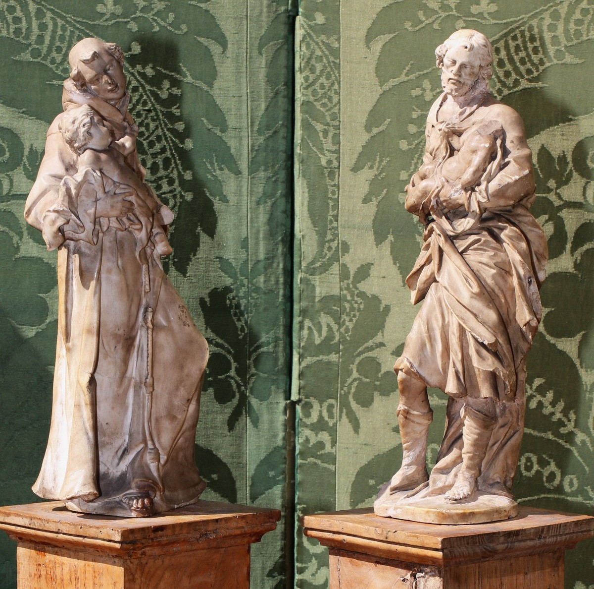 Artus Quellin The Younger 1625-1700 Around, Saint Joseph And Saint Anthony In Stone.-photo-2