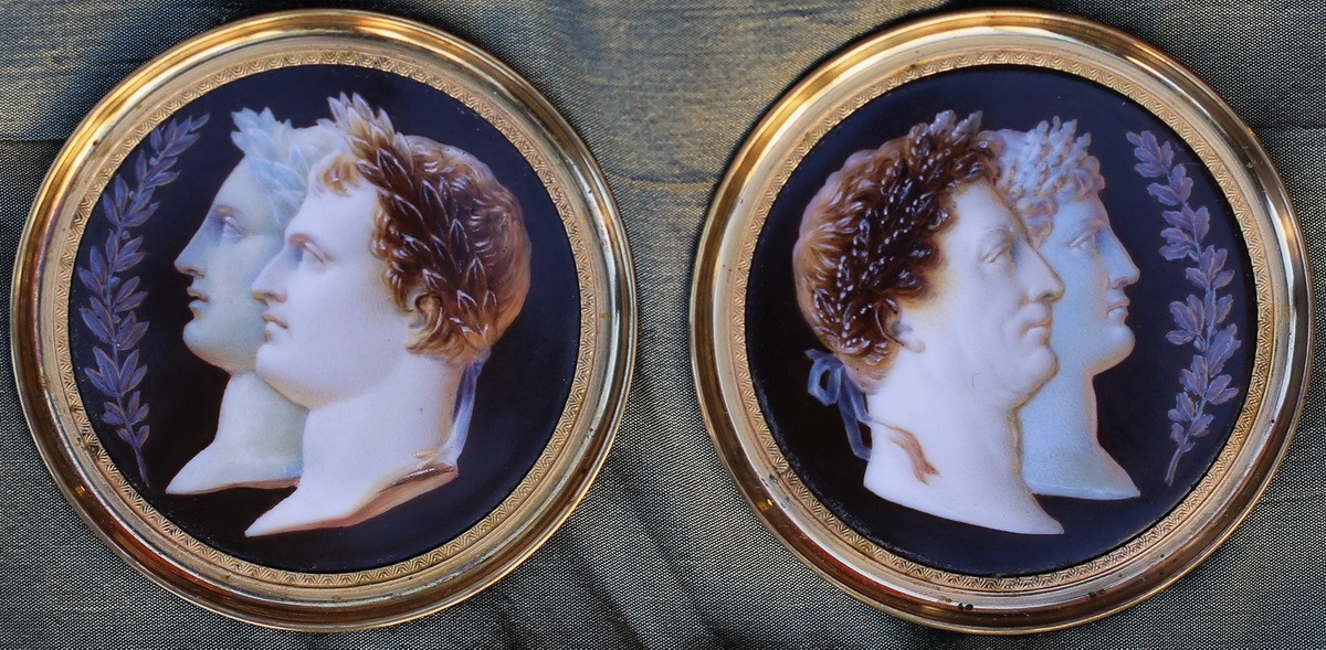 Louis Bertin Parant 1768-1851 Attributed To, Series Of 6 Miniatures On Porcelain.-photo-4