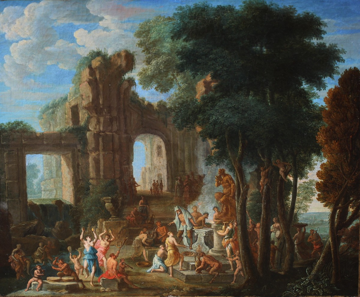 Jean Jacques Spoede 1680-1757 Attributed To, Bacchanal Sacrifice To Pan And Venus.-photo-2