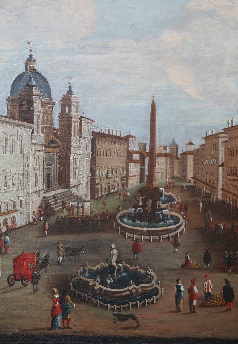 Italian School, Late 18th Century, Early 19th Century, Piazza Navona In Rome, Oil On Canvas.-photo-4