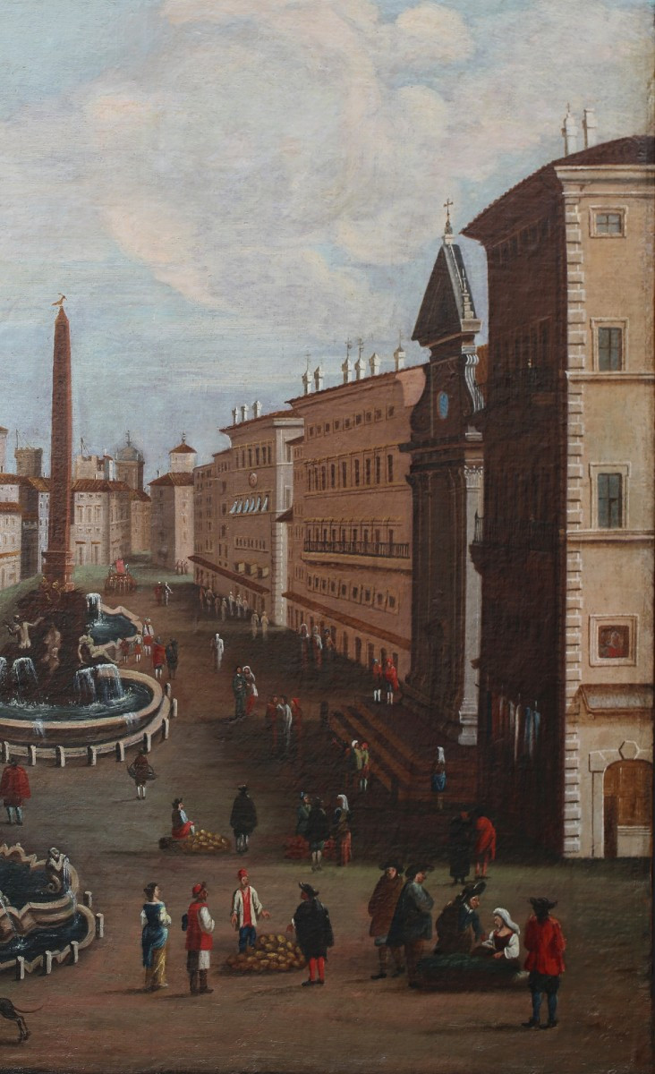 Italian School, Late 18th Century, Early 19th Century, Piazza Navona In Rome, Oil On Canvas.-photo-1