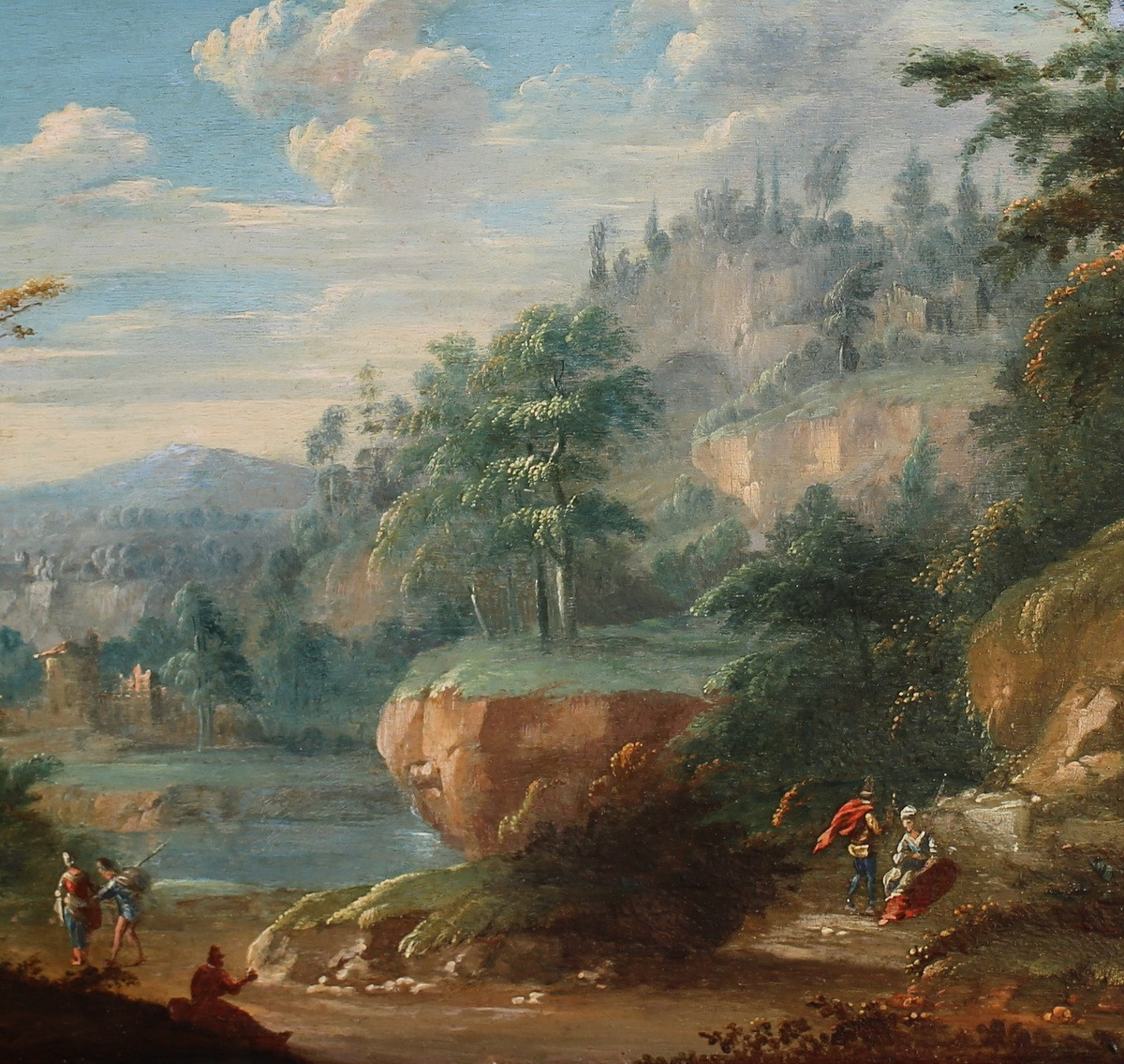 French School, Late 18th Century, Animated Mountain Landscapes, Pair Of Oils On Wood.-photo-4