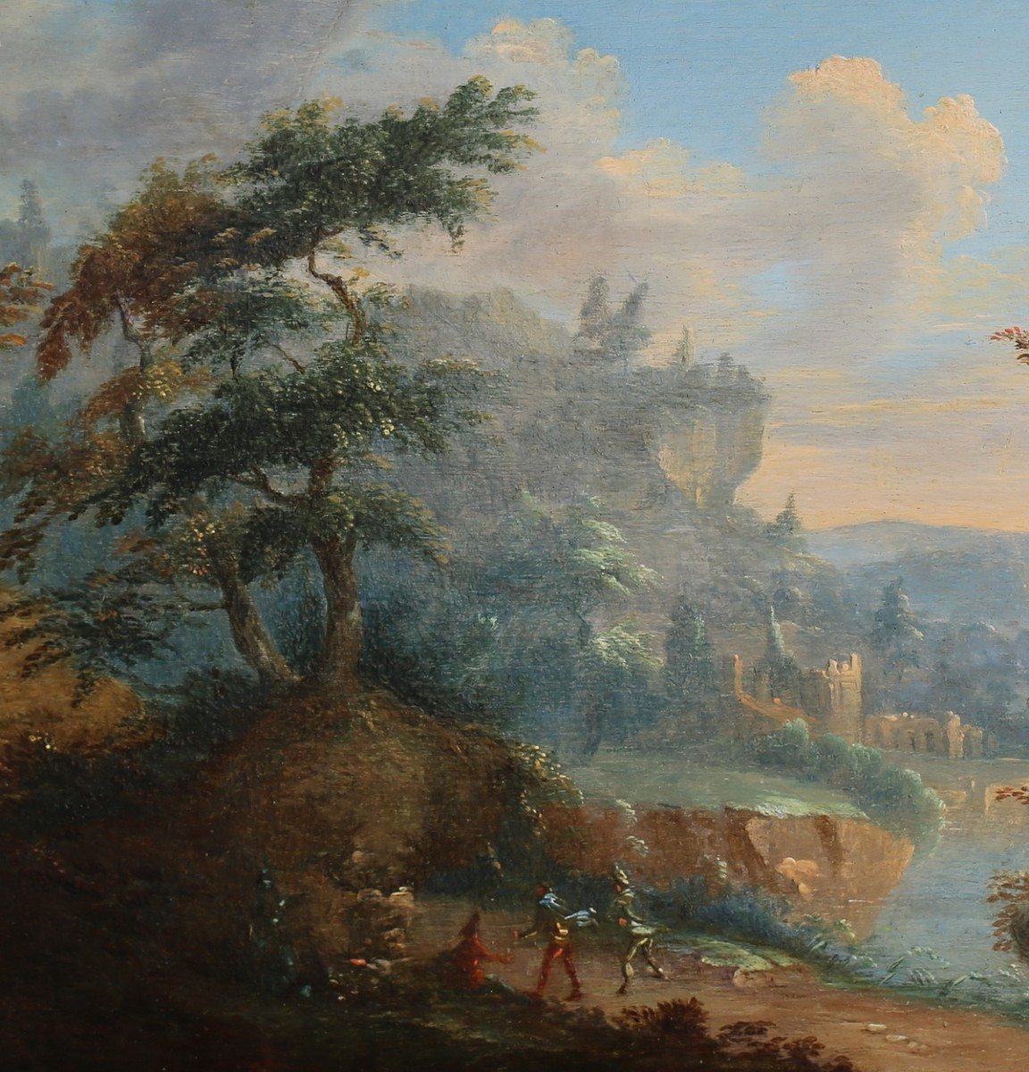 French School, Late 18th Century, Animated Mountain Landscapes, Pair Of Oils On Wood.-photo-1