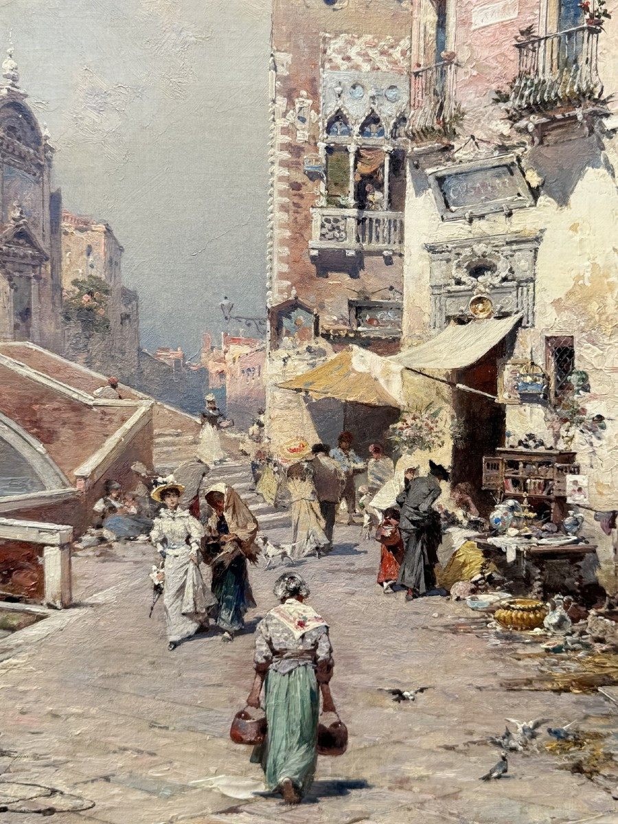 Franz Richard Unterberger 1838-1902, View Of Busy Venice, Canal Santa Catarina.-photo-4