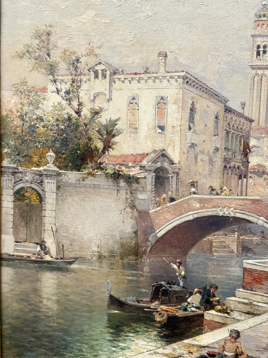 Franz Richard Unterberger 1838-1902, View Of Busy Venice, Canal Santa Catarina.-photo-1