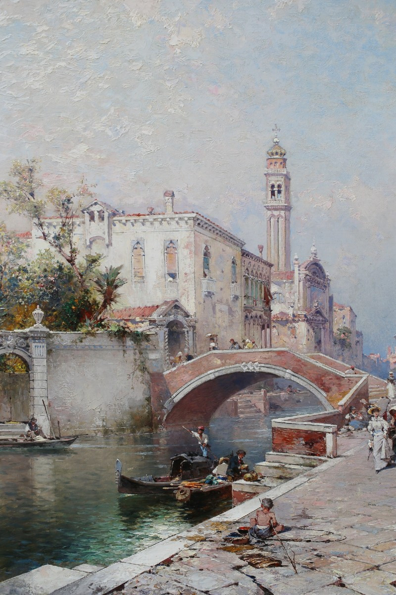 Franz Richard UNTERBERGER 1838-1902, vue de Venise animée, Canal Santa Catarina .-photo-1