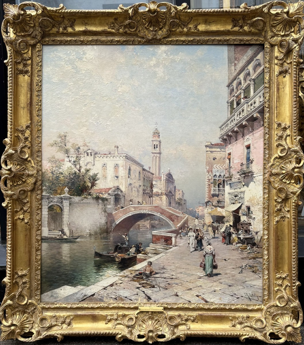 Franz Richard Unterberger 1838-1902, View Of Busy Venice, Canal Santa Catarina.