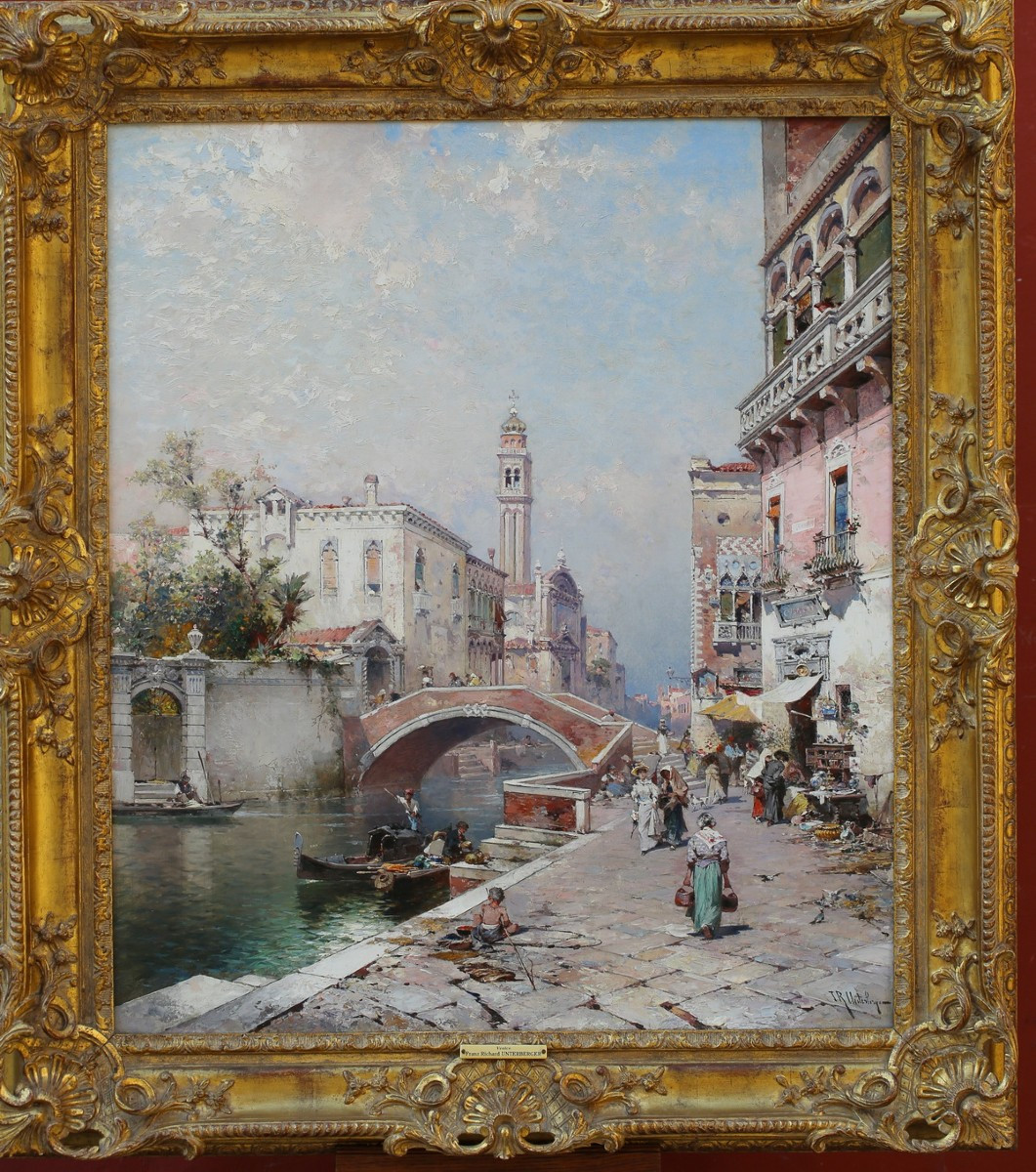 Franz Richard UNTERBERGER 1838-1902, vue de Venise animée, Canal Santa Catarina .