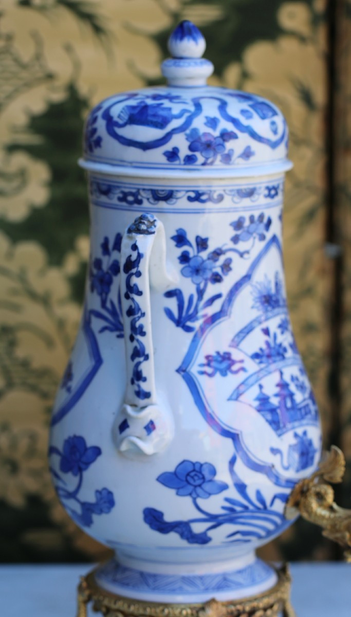 Chinese Porcelain Table Fountain, Kangxi Period 1662-1722, Gilt Bronze Mount.-photo-2