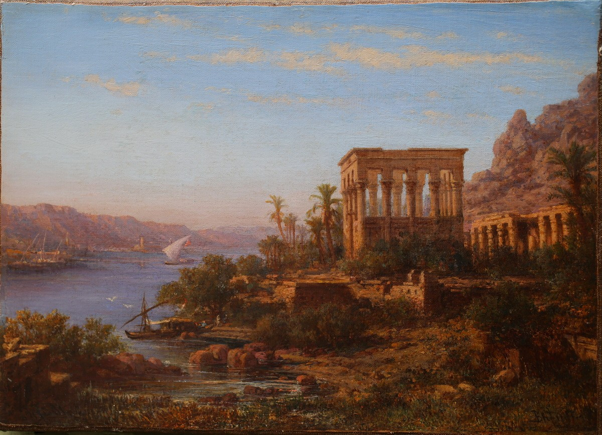 Ecole étrangère du XIXème, Kiosque de Trajan temple de Philae haute Egypte.-photo-2