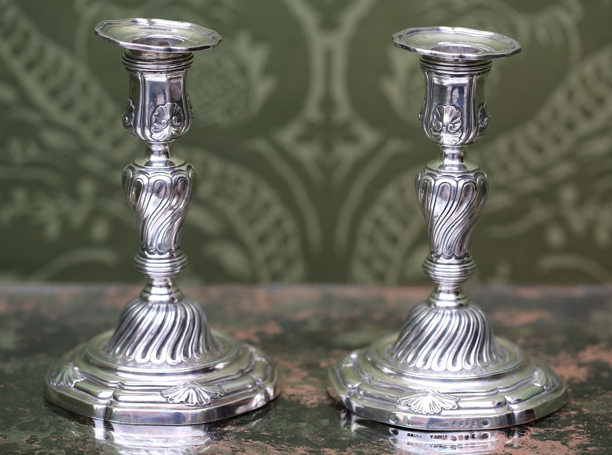 Odiot In Paris, Pair Of Louis XV Style Table Candlesticks 