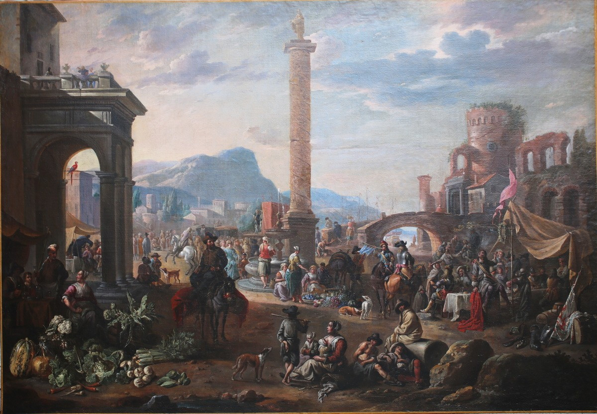 Anton Goubau (antwerp 1616-1698) Animated Imaginary Scene Of A Mediterranean Port.-photo-2