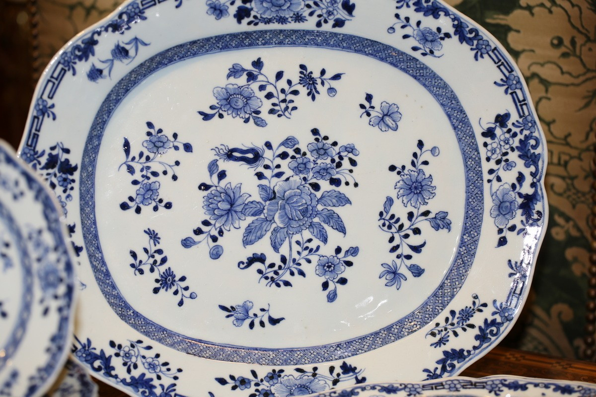 East India Company, Late 18th Century, Part Of A White And Blue Porcelain Service.-photo-1